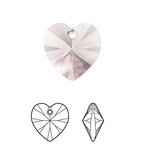 Drop 2pk light amethyst, Crystal Passions® 18mm pendant heart 6228