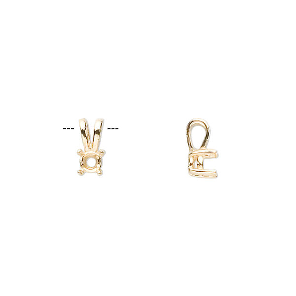 Pendant, Sure-Set™, 14Kt gold, 4mm with 4-prong round basket setting. Sold individually. image number 0