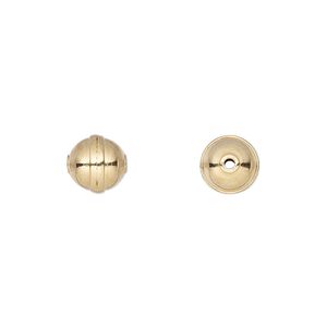 Bead, gold-plated carbon steel, 8mm rimmed round. Sold per pkg of 20.