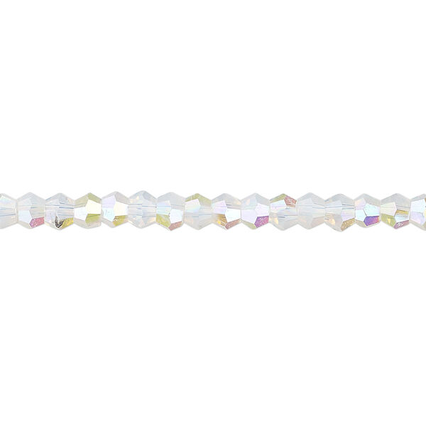 Bead 1pk translucent clear AB frosted, Celestial Crystal® 4mm bicone 15.5-16 inch image number 0