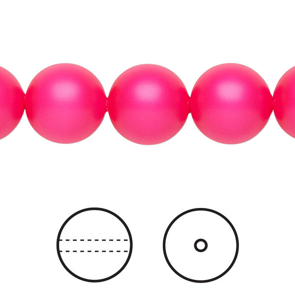 Pearl 10pk neon pink, Crystal Passions® 12mm round 5811 image number 0