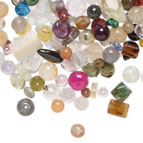 Multi-gemstone 1pkg1, hand-cut top-drilled / center-drilled mixed shape bead 1 oz mix 3x1mm-10x5mm image number 0
