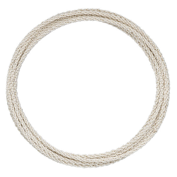 Wire, Artistic Wire® Braid™, silver-plated copper, 1.6mm braided round, 14 gauge. Sold per pkg of 5 feet. image number 0