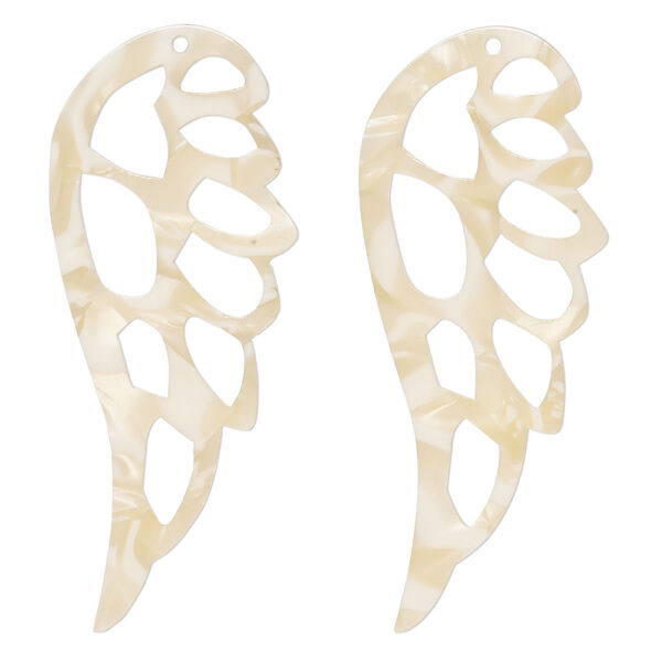 Focal, resin, tan, 58x24mm cutout wing. Sold per pkg of 4. image number 0