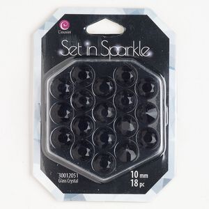 Chaton 1pkg18 jet, glass rhinestone 9.9-10.2mm (SS45) rose round.