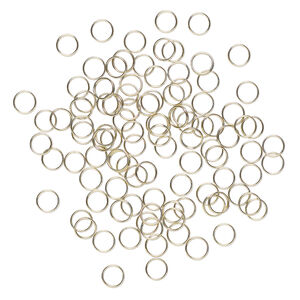 Split ring 1pkg100, gold-finished steel, 8mm round.