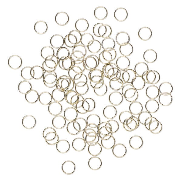 Split ring 1pkg100, gold-finished steel, 8mm round. image number 0