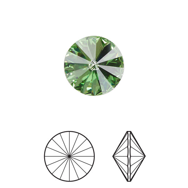 Chaton 4pk peridot foil back, Crystal Passions® Regenerated 14mm rivoli 1122 image number 0