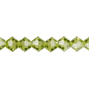 Bead 1pk transparent peridot green, Celestial Crystal® 8mm bicone 15.5-16 inch