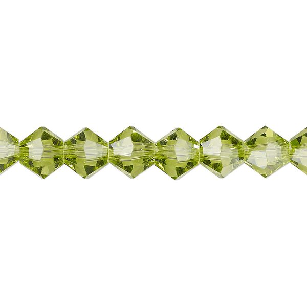 Bead 1pk transparent peridot green, Celestial Crystal® 8mm bicone 15.5-16 inch image number 0