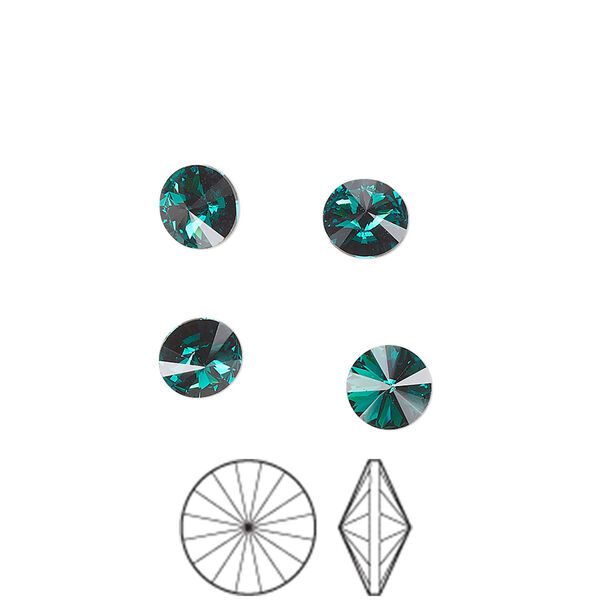 Chaton 288pk emerald foil back, Preciosa MAXIMA Czech crystal rhinestone 6.14-6.32mm rivoli SS29 image number 0