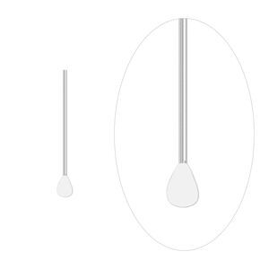 Paddle pin, silver-plated brass, 1-inch teardrop style, 22 gauge. Sold per pkg of 100.