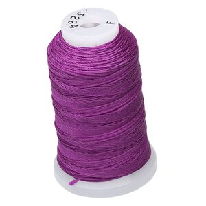 Thread, Purely Silk™, 3-ply, plum, size F. Sold per 140-yard spool.