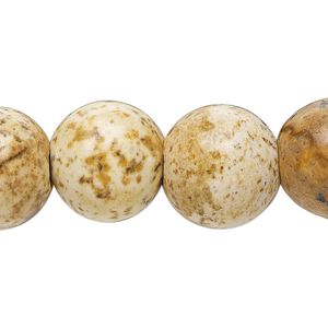 Picture jasper 1pkg10, round bead natural 8mm