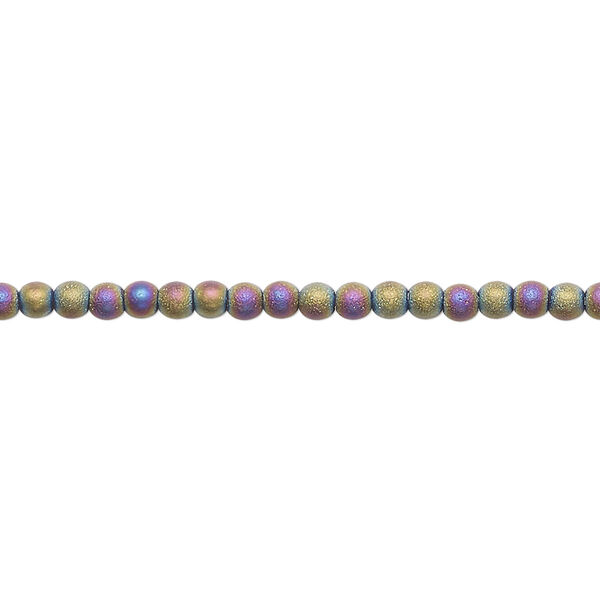 Bead, glass, translucent matte multicolored iris, 2.5mm round. Sold per 15-1/2 to 16-inch strand. image number 0