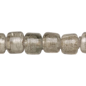 Bead, lampworked glass, semitransparent grey with fine silver foil, 12x8mm crow. Sold per 15-1/2" to 16" strand.