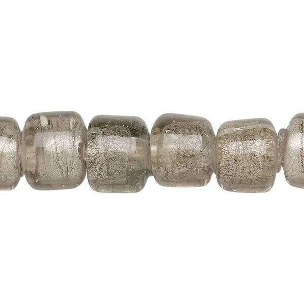 Bead, lampworked glass, semitransparent grey with fine silver foil, 12x8mm crow. Sold per 15-1/2" to 16" strand. image number 0