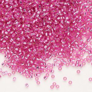 Seed bead, Delica®, glass, pkg/250g, #11 round, Duracoat® opaque silver-lined pink parfait (DB-2153).