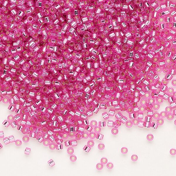 Seed bead, Delica®, glass, pkg/250g, #11 round, Duracoat® opaque silver-lined pink parfait (DB-2153). image number 0