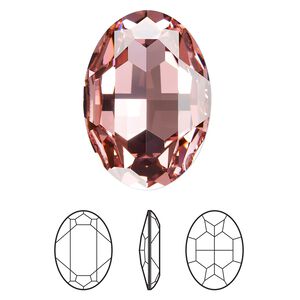 Fancy stone 1pk light rose foil back, Crystal Passions® 30x22mm oval 4127