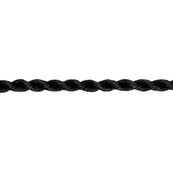 Necklace cord, satin-finished nylon, black, 3mm smooth twist, 18 inches. Sold per pkg of 2. image number 0