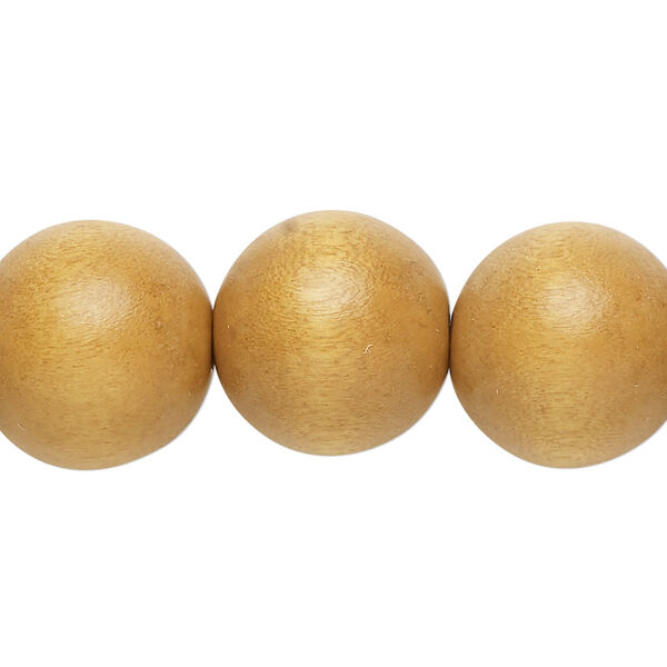Bead, Taiwanese cheesewood (dyed / waxed), beige, 15-16mm round. Sold per 15-1/2" to 16" strand. image number 0