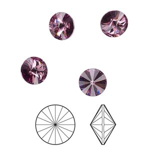 Chaton 144pk iris foil back, Swarovski® 8.16-8.41mm rivoli SS39 1122