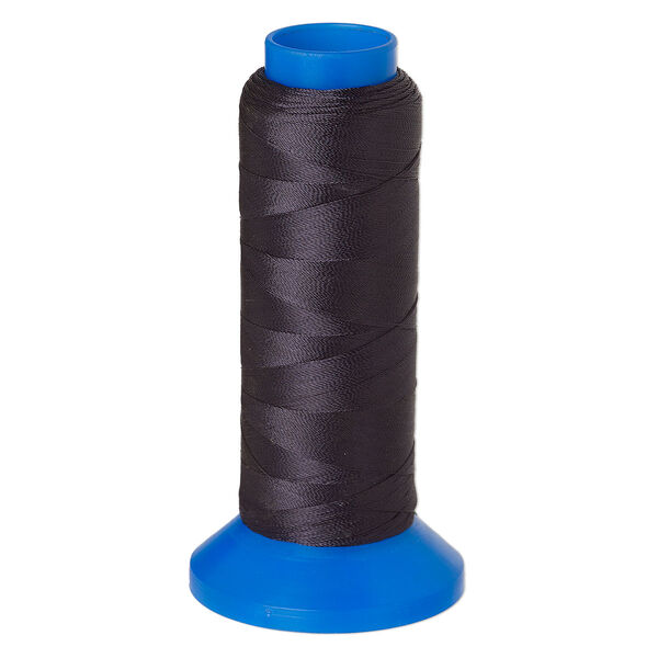 Cord, Griffin, nylon, black, 0.2mm, 5.5-pound test. Sold per 600-meter spool. image number 0