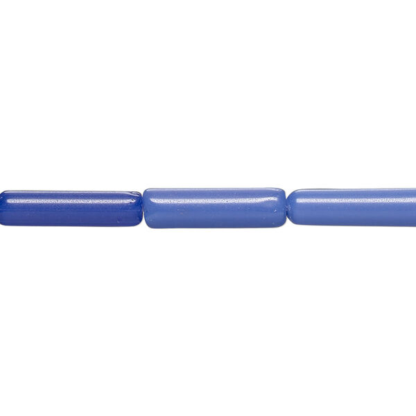 Bead, cat's eye glass (fiber optic glass), dark cobalt blue, 15x4mm-16x5mmround tube. Sold per 14-inch strand, approximately 25 beads. image number 0