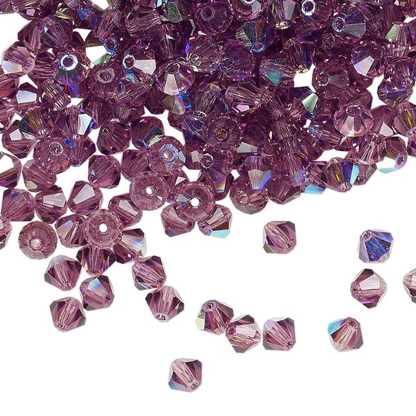 Bead 144pk amethyst AB, Preciosa Czech crystal 4mm bicone image number 0