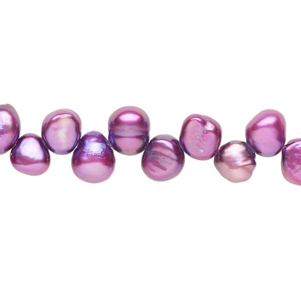 Freshwater pearl 1pkg1, top-drilled flat-sided rice D grade, 15 inch 5x4mm-8x7mm elderberry cultured image number 0