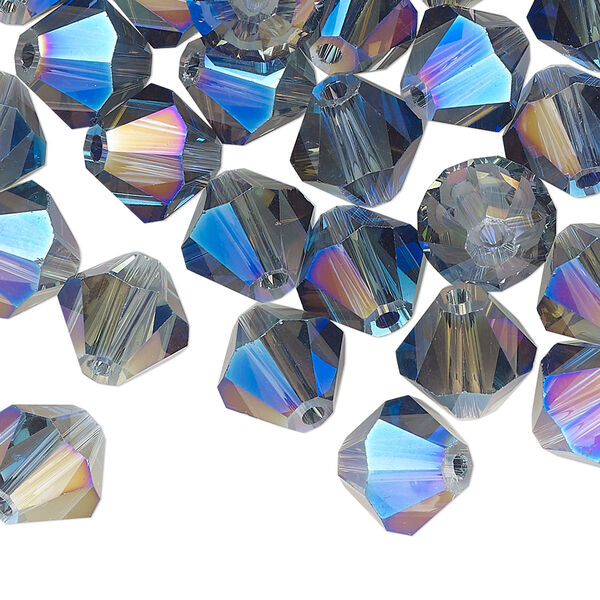 Bead 48pk crystal blue shadow, Celestial Crystal® 10mm bicone image number 0