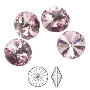 Chaton 4pk light amethyst foil back, Preciosa MAXIMA Czech crystal rhinestone 14mm rivoli