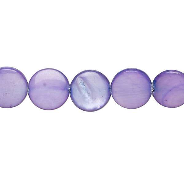 Mother-of-pearl shell 1pkg1, puffed flat round bead 15 inch indigo 9-10mm image number 0