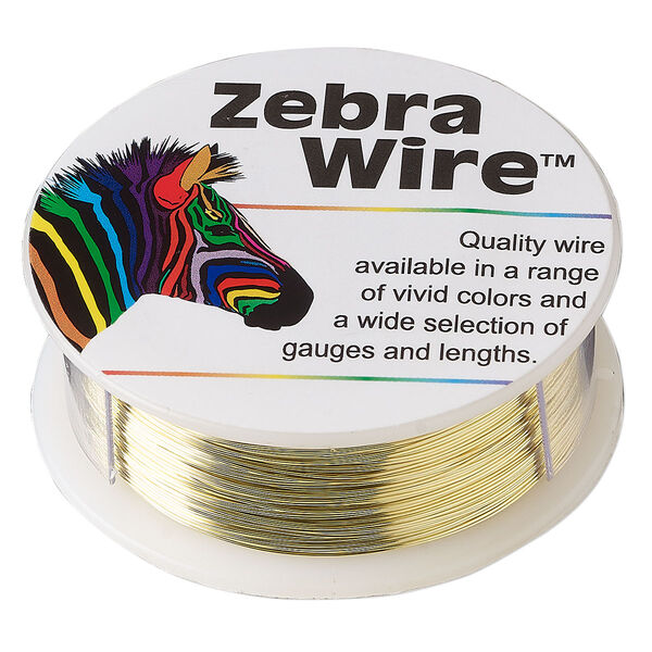 Wire, Zebra Wire™, brass, round, 28 gauge. Sold per 1/4-pound spool, approximately 164 yards. image number 0