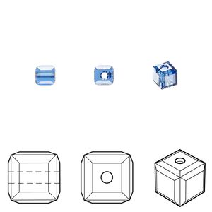 Bead 288pk sapphire, Swarovski® 4mm cube 5601