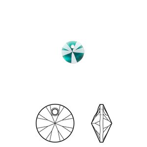 Drop 720pk emerald, Swarovski® 6mm pendant mini disk 6428