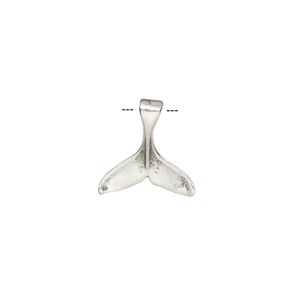 Pendant, antiqued sterling silver, 14mm whale tail. Sold individually. image number 0
