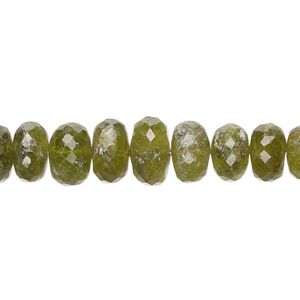 Grossularite garnet 1pkg1, hand-cut faceted rondelle bead natural 9 inch graduated 7x3mm-10x6mm