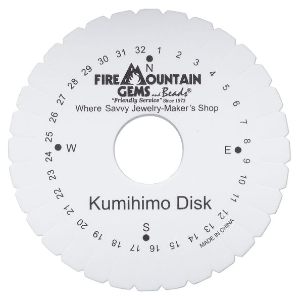 Kumihimo disc, EVA foam, white and black, 6-inch round and 3/4 inch thick with 1-1/2 inch inside hole and 32 slots. Sold individually. image number 0