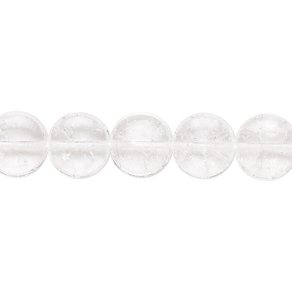 Bead, Czech crackle glass, clear, 10mm flat round. Sold per 15-1/2" to 16" strand, approximately 40 beads. image number 0