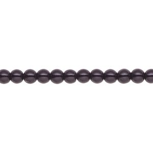 Pearl 2pk black, Celestial Crystal® 4mm round 15.5-16 inch
