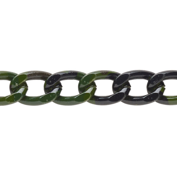 Chain, aluminum, pkg/18 inches, dark green, 9mm curb. image number 0