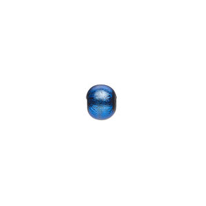 Bead, dichroic glass, opaque black and blue, 8x6mm rondelle. Sold individually.