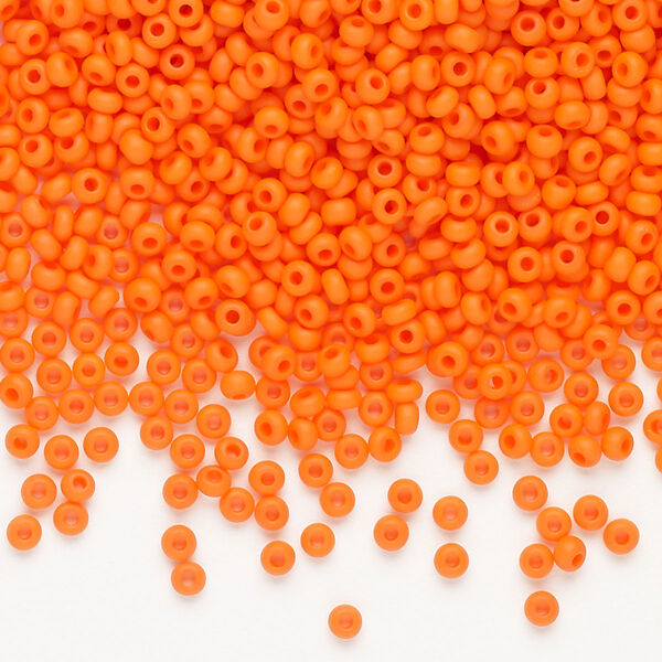 Seed bead, Preciosa Ornela, Czech glass, pkg/50g, opaque matte orange, #10 rocaille. image number 0
