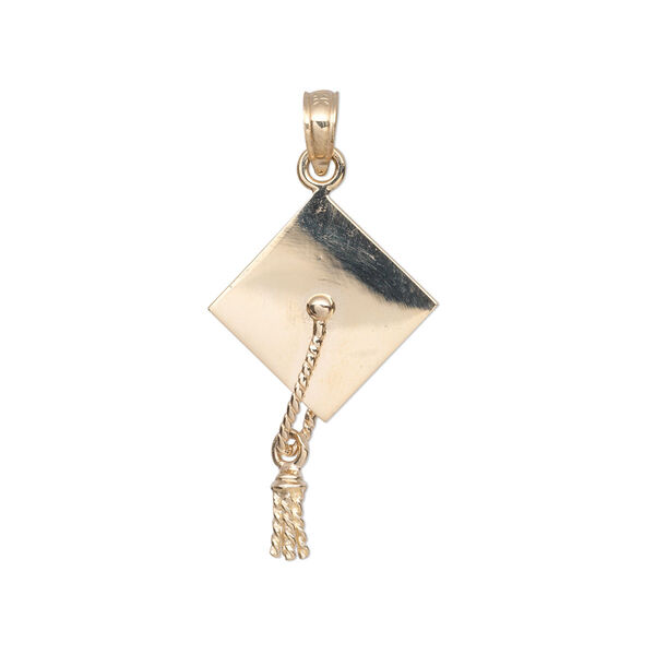 Pendant, 14Kt gold, 25x15mm double-sided graduation cap with moveable tassel. Sold individually. image number 0