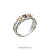 Ring, sterling silver, twisted band with (3) 3.5mm 4-prong round settings, size 7. Sold individually. image number 1
