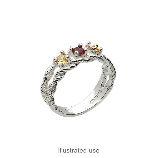 Ring, sterling silver, twisted band with (3) 3.5mm 4-prong round settings, size 7. Sold individually. image number 1
