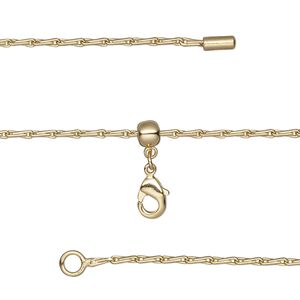 Chain 1pkg1 teardrop, 1.4mm / lobster claw clasp, gold-finished brass adjustable 16-23.5 inch