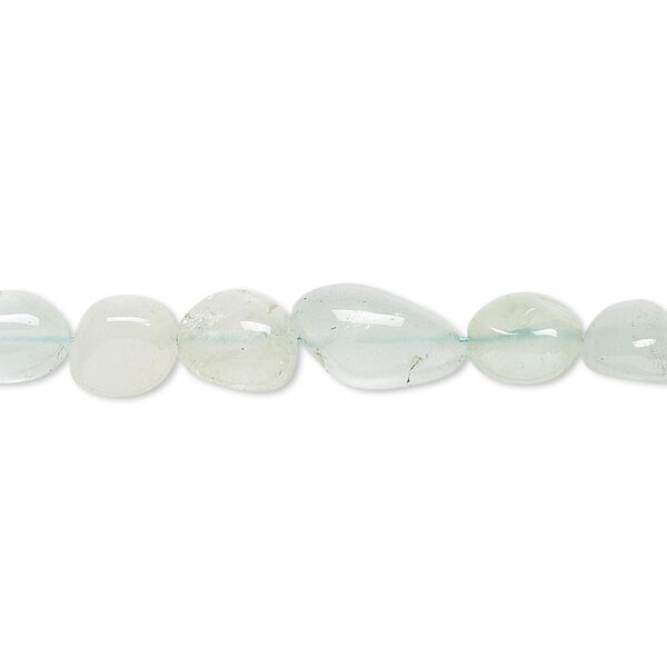 Bead, aquamarine (dyed / heated), small to large pebble, Mohs hardness 7-1/2 to 8. Sold per 14-inch strand. image number 0
